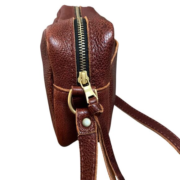 Portland Leather Large Brown Nutmeg Pebbled Leather Camera Bag Purse Crossbody - Picture 9 of 16